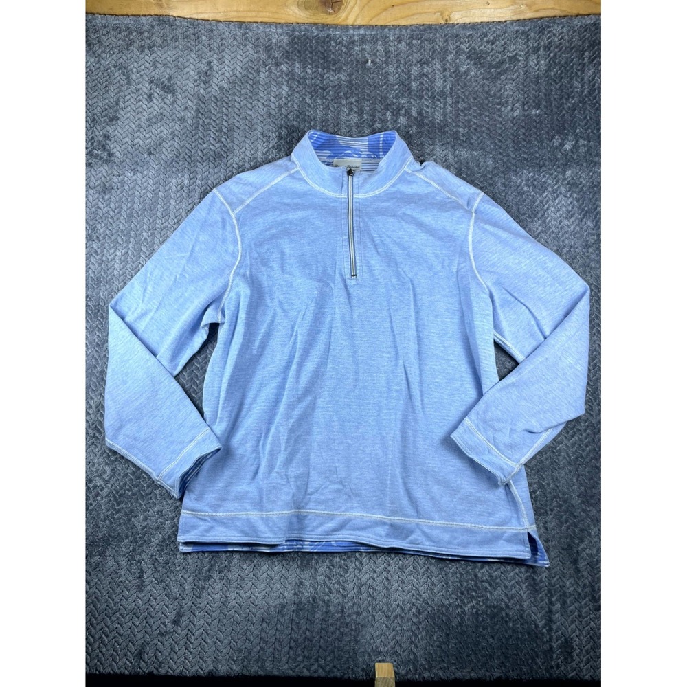 Tommy Bahama Reversible Quarter Zip Pullover Men Large Blue Long Sleeve Casual